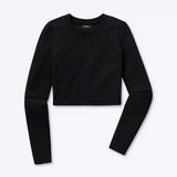 Long Sleeve Tomboy Tee Cropped | White Slim-fit Tomboy-Cotton™