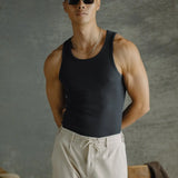 Essential Fitted Rib Tank 3 Pack | Black/White/Grey Form-Fitting
