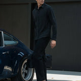 Hudson Soft Knit Button Up | Black Signature-Fit