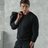 Riviera Knit Long Sleeve Textured Tee | Burnt Oak Signature-Fit