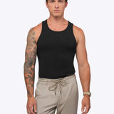Essential Fitted Rib Tank 3 Pack | Black/White/Grey Form-Fitting