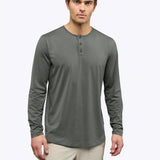 AO Long Sleeve Henley Curve-Hem Tee | Pure Cashmere Signature-Fit PYCA Pro®