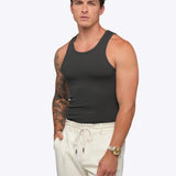 Essential Fitted Rib Tank | Black Form-Fitting