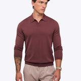 Riviera Knit Long Sleeve Polo | Merlot Signature-Fit