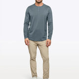 AO Long Sleeve Henley Curve-Hem | Ocean Storm Signature-fit PYCA Pro®