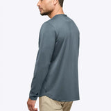 AO Long Sleeve Henley Curve-Hem | Ocean Storm Signature-fit PYCA Pro®