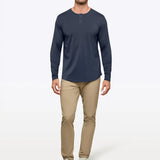 AO Long Sleeve Henley Curve-Hem | White Signature-fit PYCA Pro®