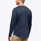 AO Long Sleeve Henley Curve-Hem | White Signature-fit PYCA Pro®