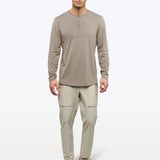 AO Long Sleeve Henley Curve-Hem Tee | Pure Cashmere Signature-Fit PYCA Pro®