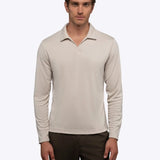 SoHo Ribbed Long Sleeve Polo | Sand Dune Signature-Fit