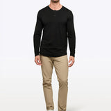 AO Long Sleeve Henley Curve-Hem | White Signature-fit PYCA Pro®