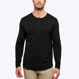 AO Long Sleeve Henley Curve-Hem | White Signature-fit PYCA Pro®