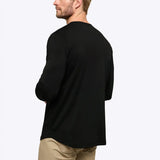 AO Long Sleeve Henley Curve-Hem | White Signature-fit PYCA Pro®