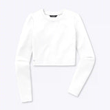Long Sleeve Tomboy Tee Cropped | White Slim-fit Tomboy-Cotton™
