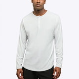 AO Long Sleeve Henley Curve-Hem | White Signature-fit PYCA Pro®