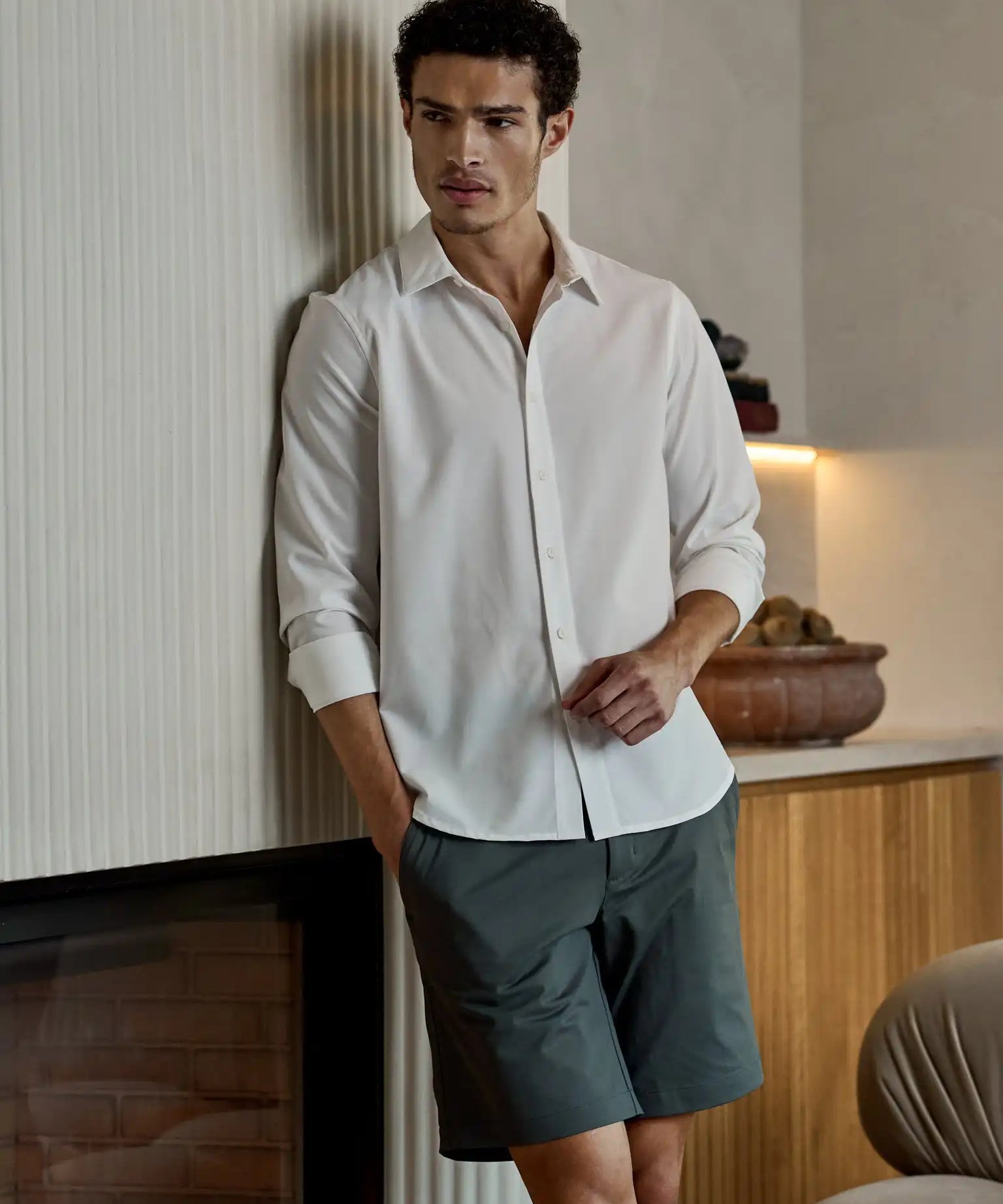 Soho Long Sleeve Button Up | White Signature-fit