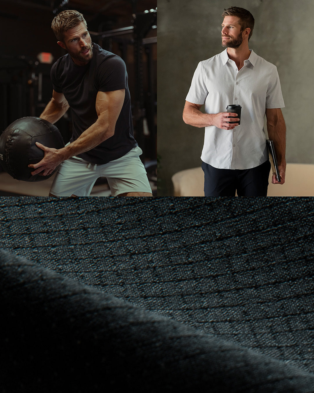 Man standing in a Crossover collection look