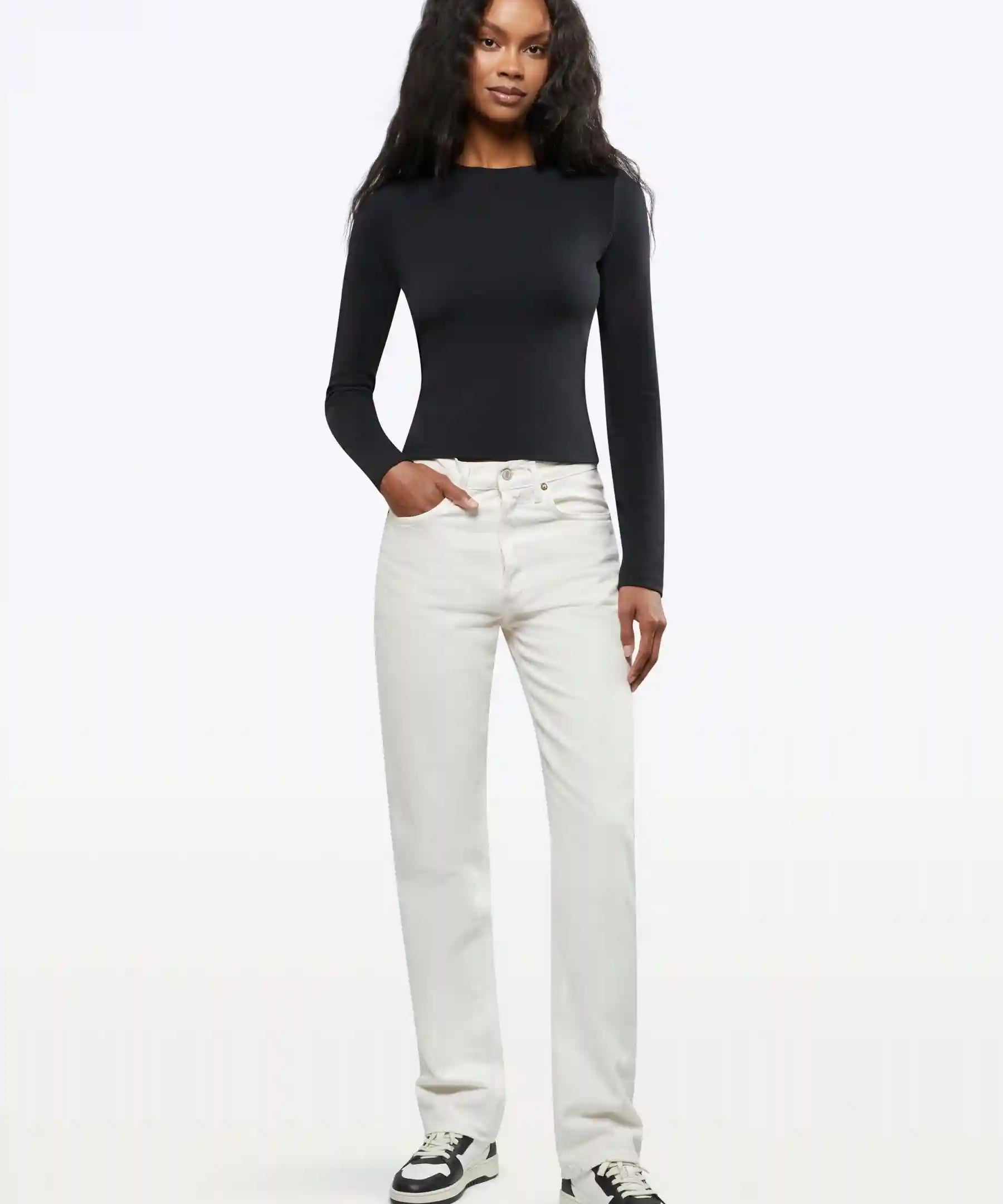 Long Sleeve Tomboy Tee | Black Slim-fit Tomboy-Cotton™